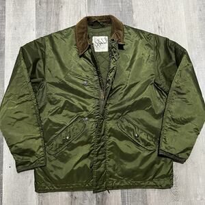 Vtg USN Deck Jacket 1984 Green Extreme Cold Weather Military Naval Impermeable M